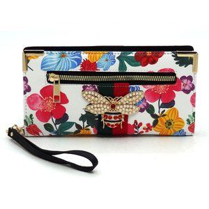 Bee Stripe Clutch Wallet- Wristlet